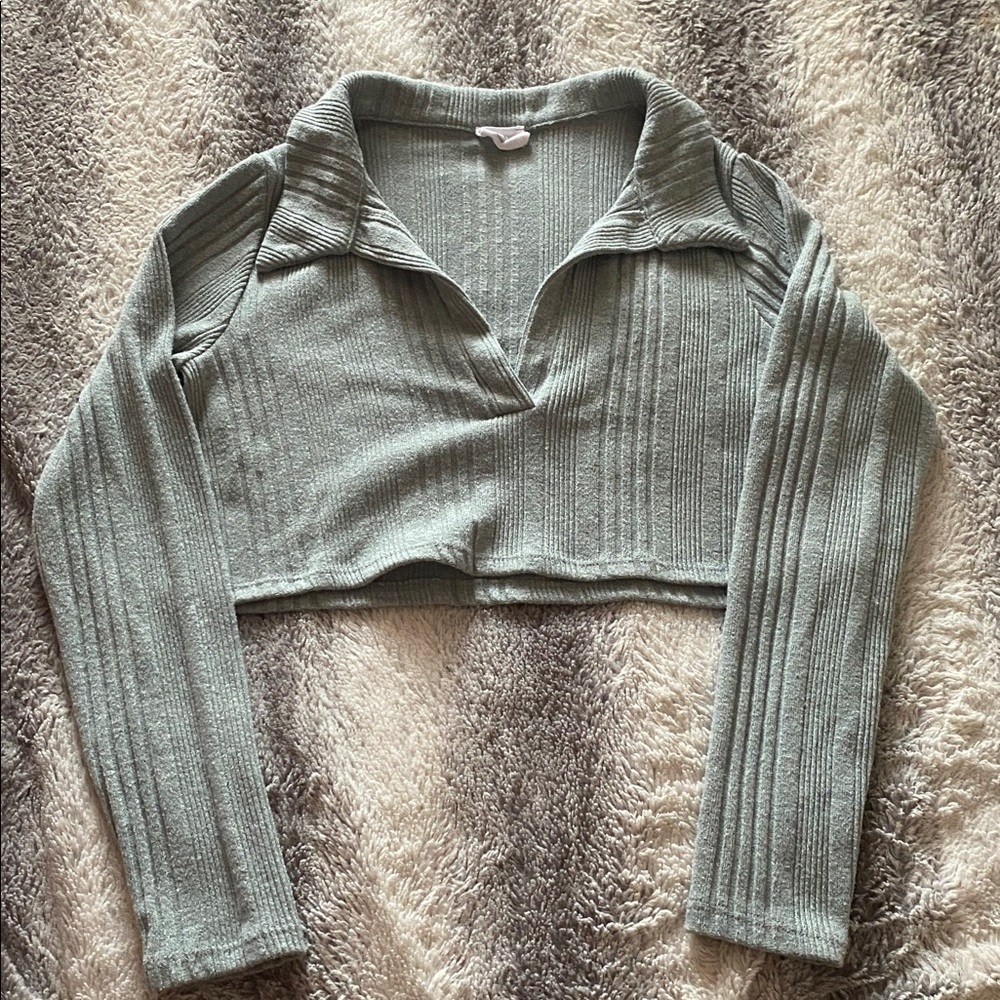 4/$30 Le Lis Green Ribbed Crop Top